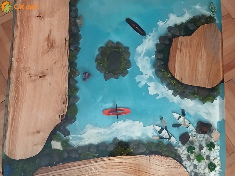 Măsuță de cafea din rășină epoxi cu design plajă - 2/4